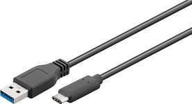 Kabel USB-C - USB-A 3.0 Czarny 0,5m Goobay